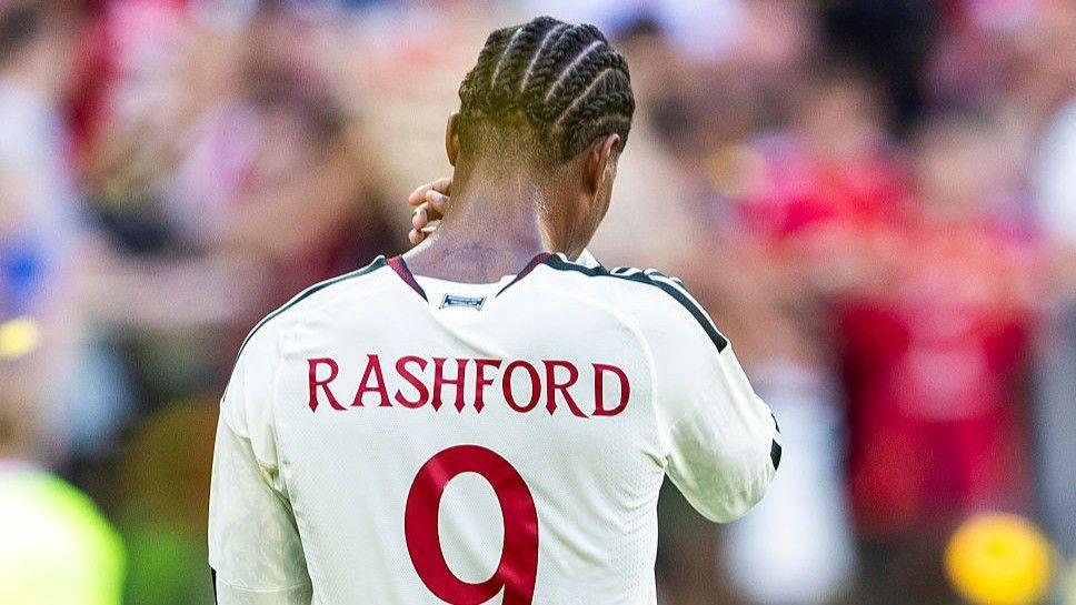 Marcus Rashford wore the vacant number nine shirt for Manchester United against AC Milan in Wroclaw