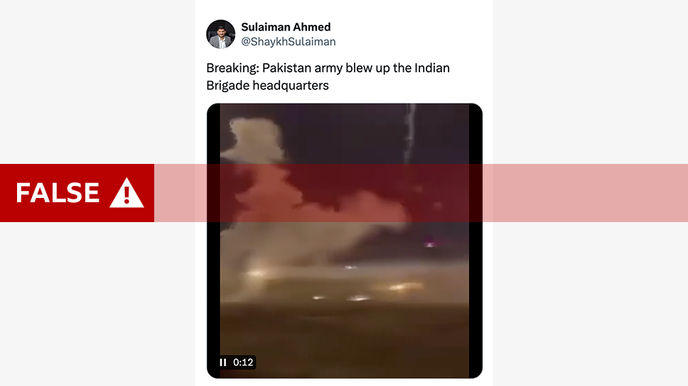 One of the debunked videos claiming to show an attack on an Indian base