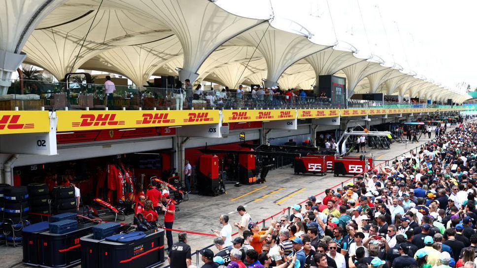 General view of the pitlane prior to the F1 Grand Prix at Interlagos in 2023