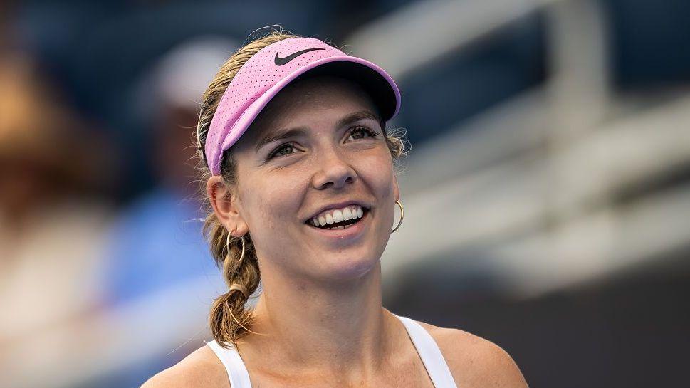 Katie Boulter smiles during a match at the Cincinnati Open