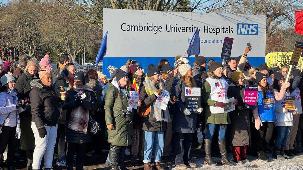 Picket line at Addenbrooke's Hospital