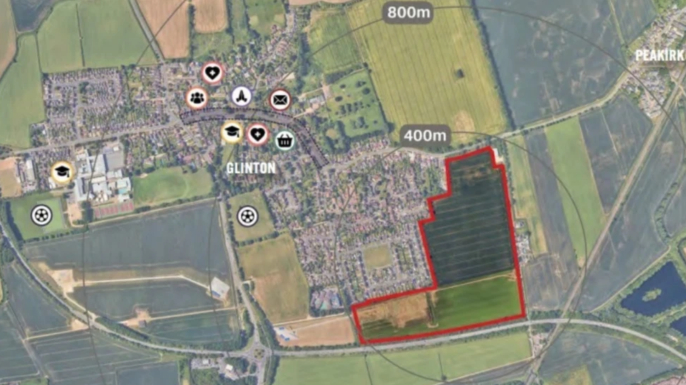 An aerial view of the planned site.