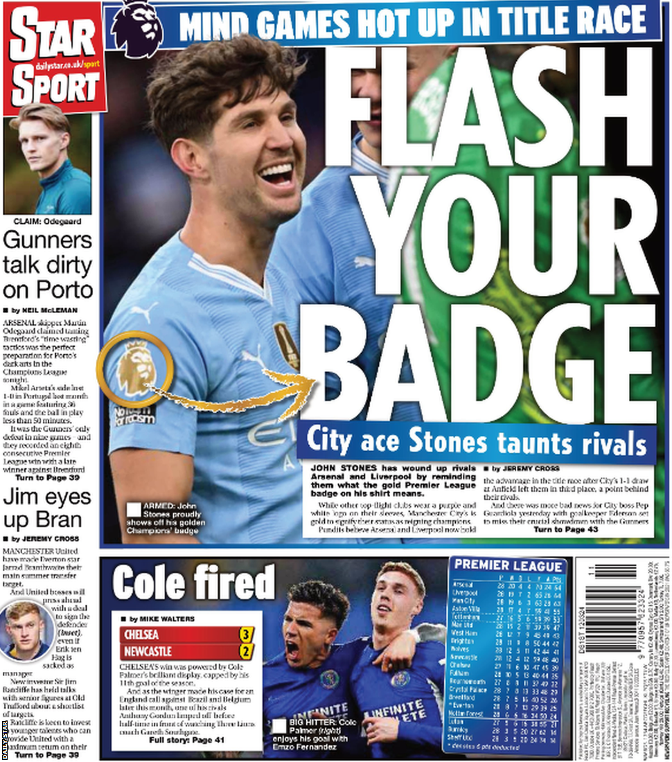 Back page of the Daily Star on 12 March 2024