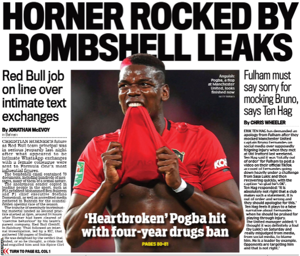 Back page of the Daily Mail on 1 March 2024