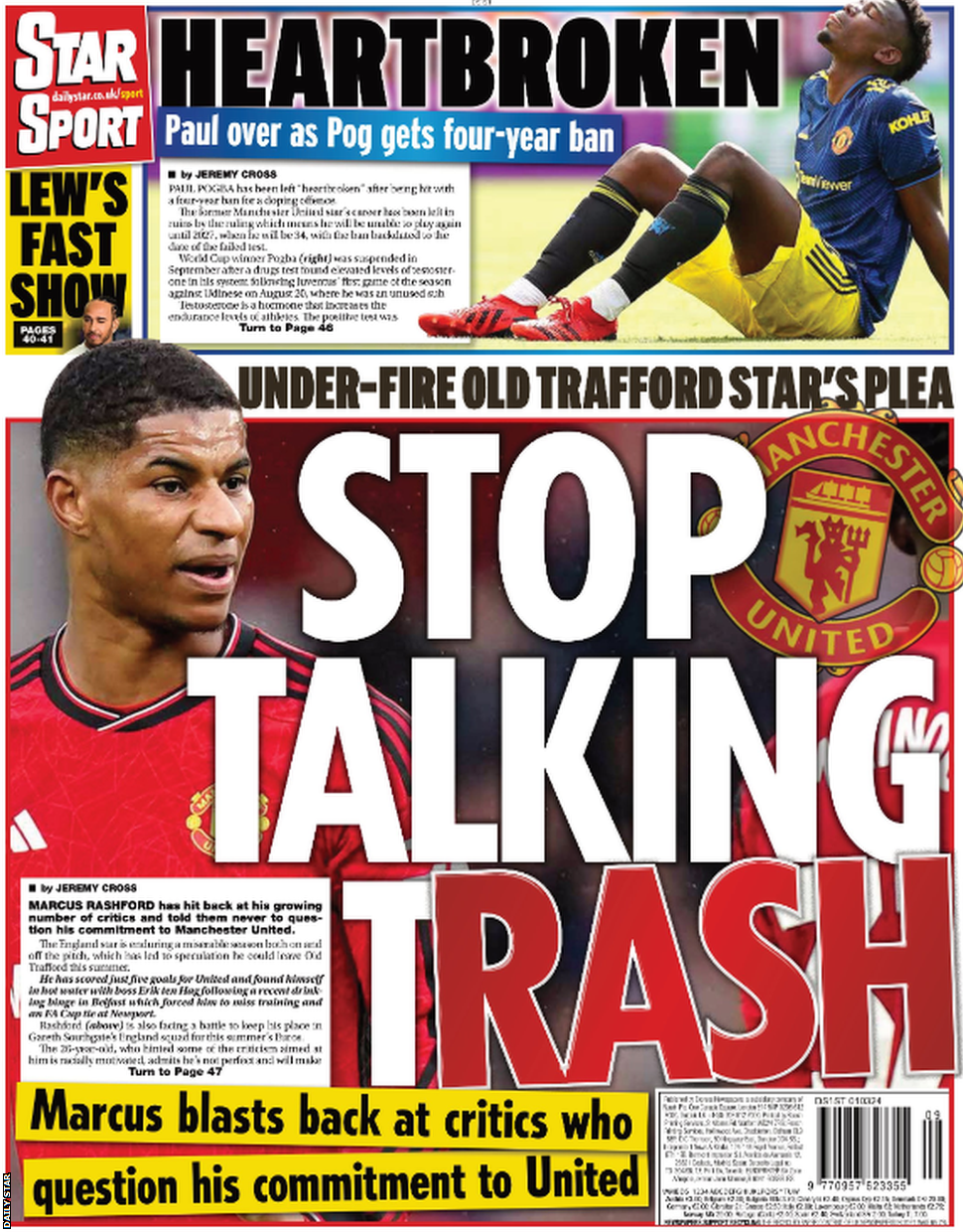 Back page of the Daily Star on 1 March 2024