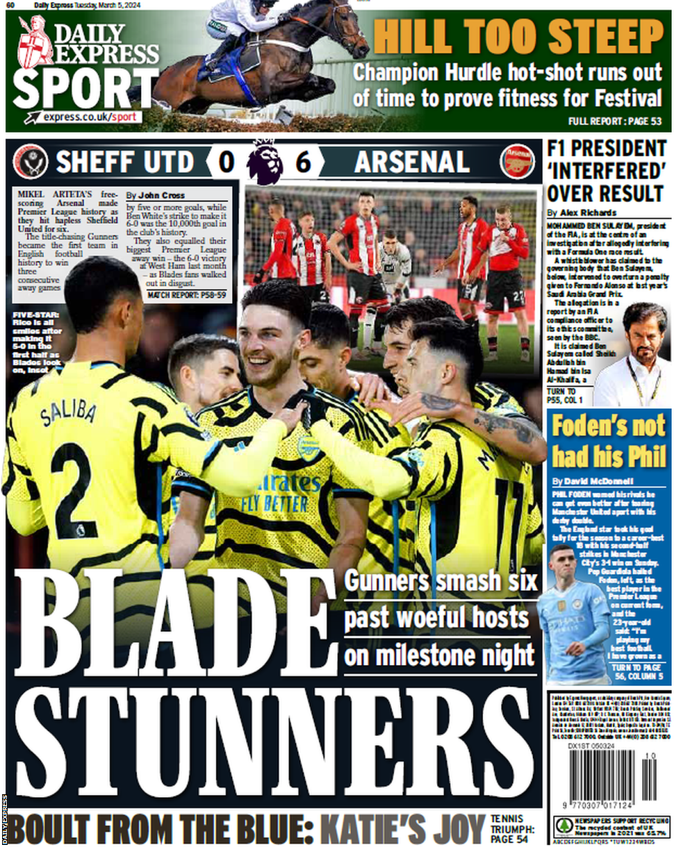 Back page of the Daily Express on 5 March 2024