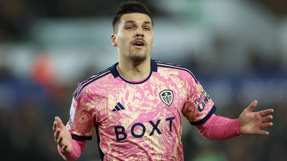 Joel Piroe celebrates scoring against Swansea in February