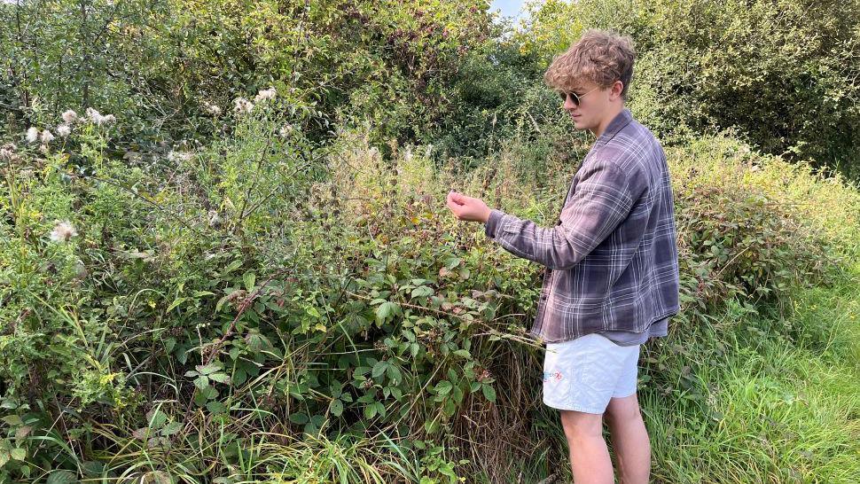 20 year old George Eglese picking blackberries 