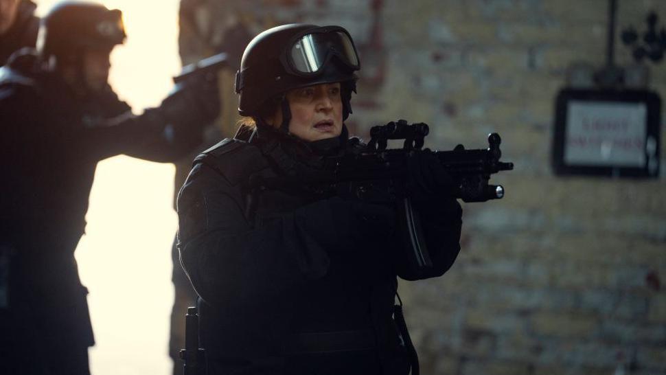 Ruth Jones as armed police officer in Netflix series