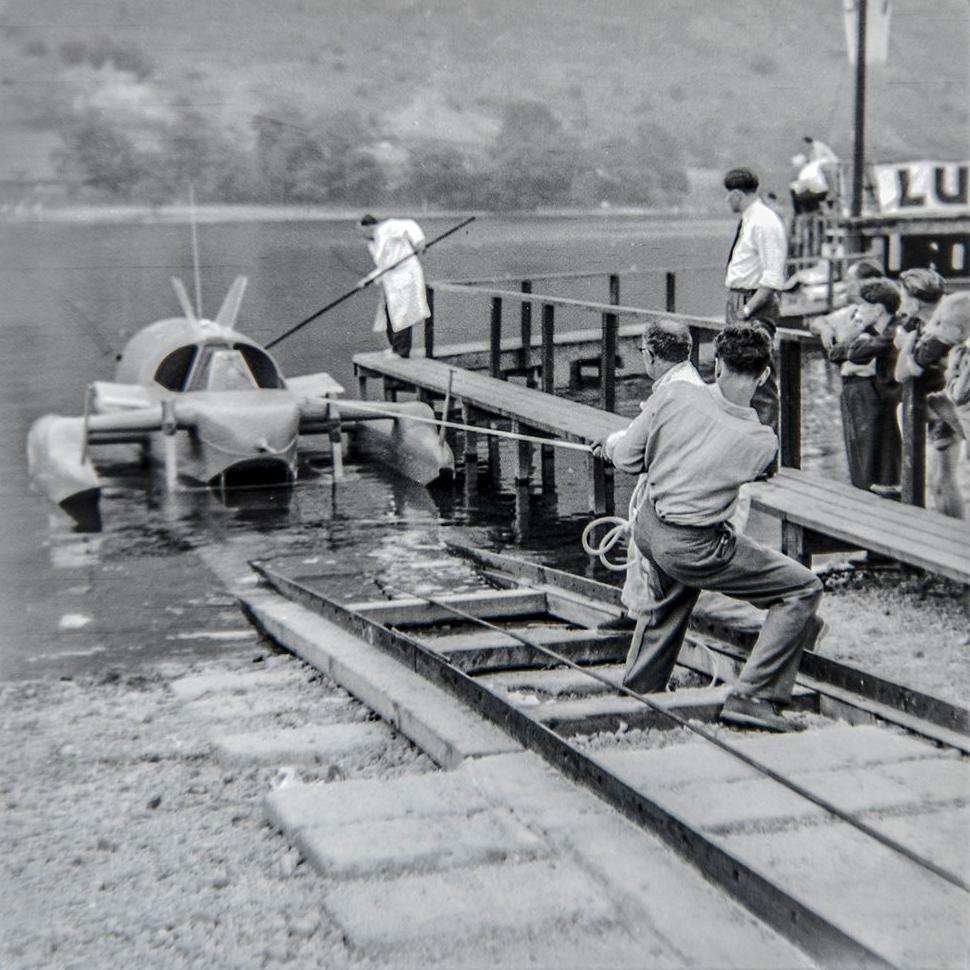 Bluebird being hauled out of the water