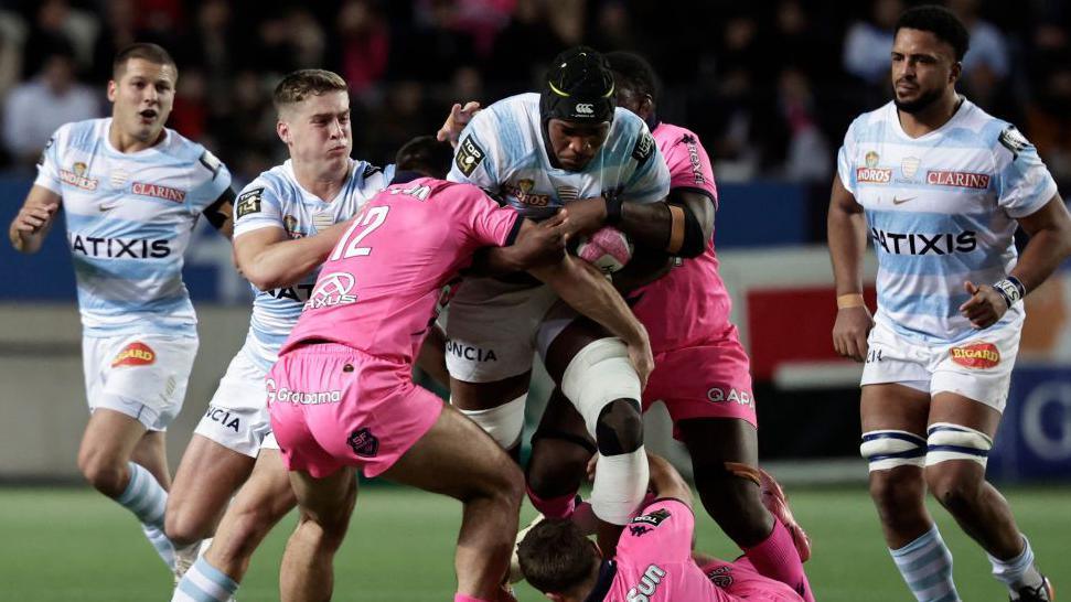 Junior Kpoku makes yards against Stade Francais