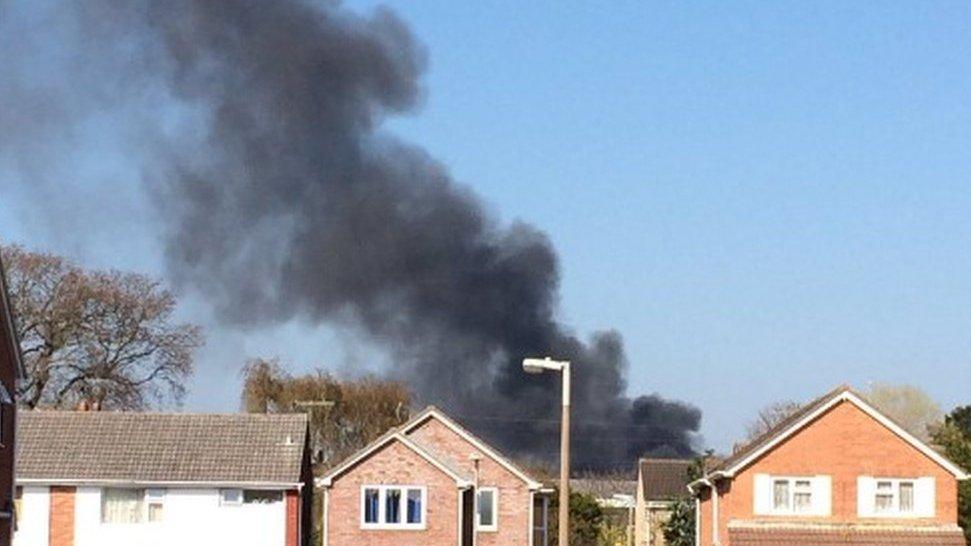 Smoke from the fire at Nuffield Industrial Estate