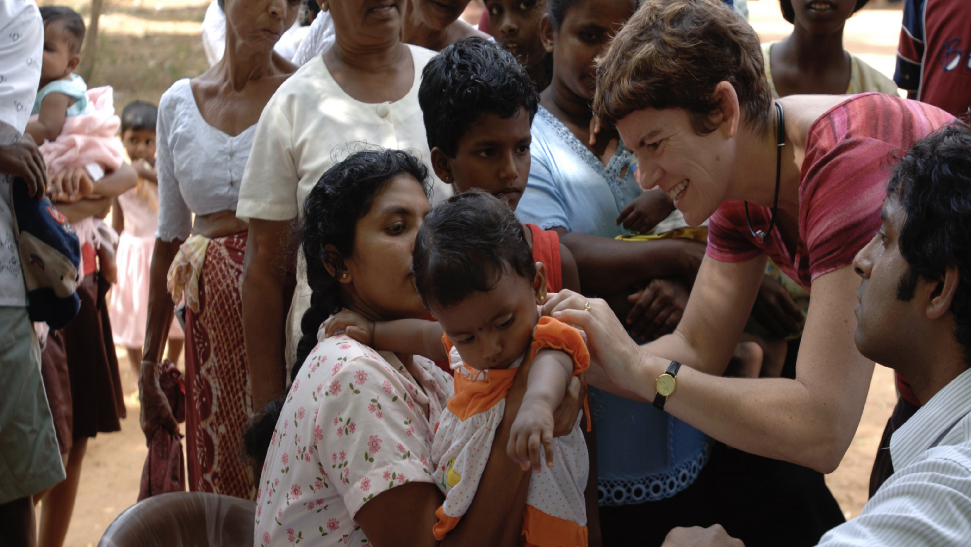 Sian Hughes can be seen treating children in Sri Lanka