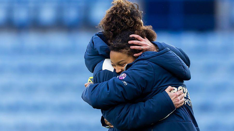 Rita Guarino celebrates West Ham's win over Leicester City