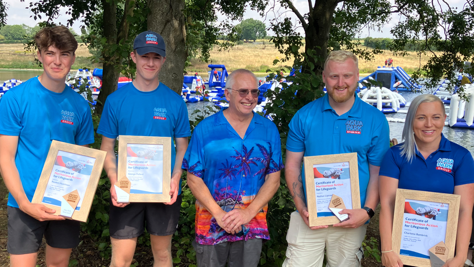 Aqua Park lifeguards with Dave Francis at Rutland Water