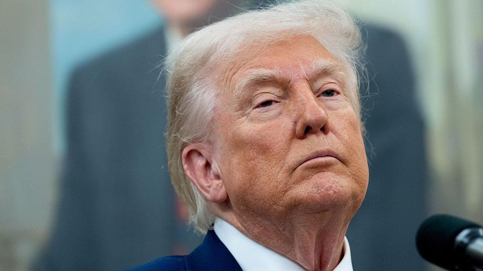 US President Donald Trump talking at a press conference