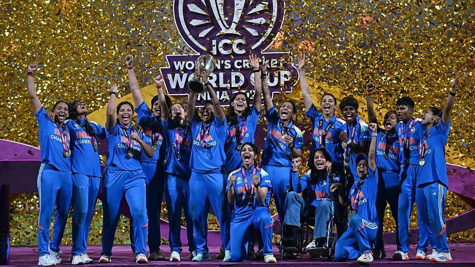India celebrate winning the World Cup