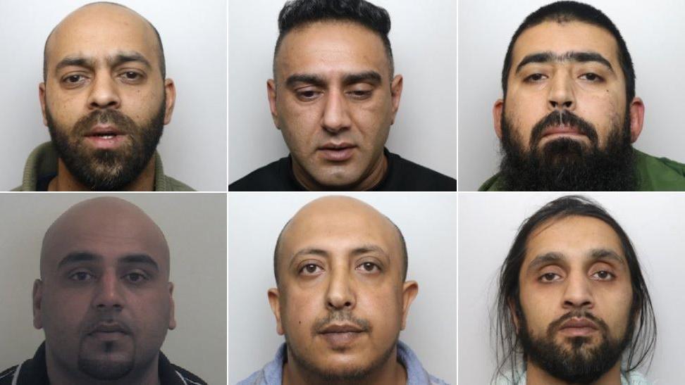 Clockwise from top left: Iqlak Yousaf, Nabeel Kurshid, Mohammed Imran Ali Akhtar, Tanweer Ali, Salah Ahmed El-Hakam and Asif Ali were found guilty after a trial