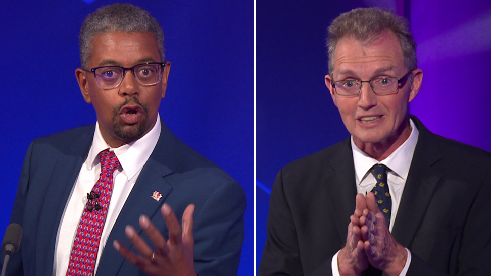 Vaughan Gething and David TC looking animated during the debate