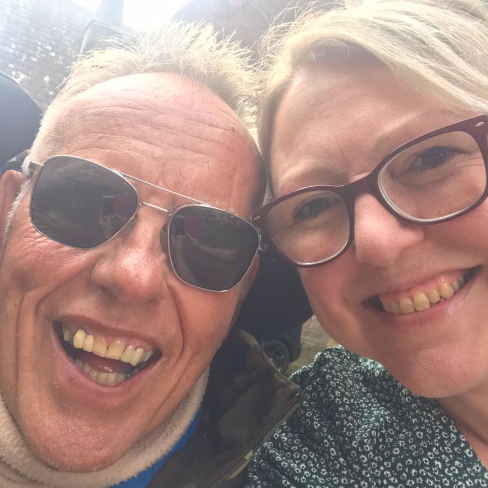 Walking group member Martin Hadley and founder Angela Clelland taking a selfie