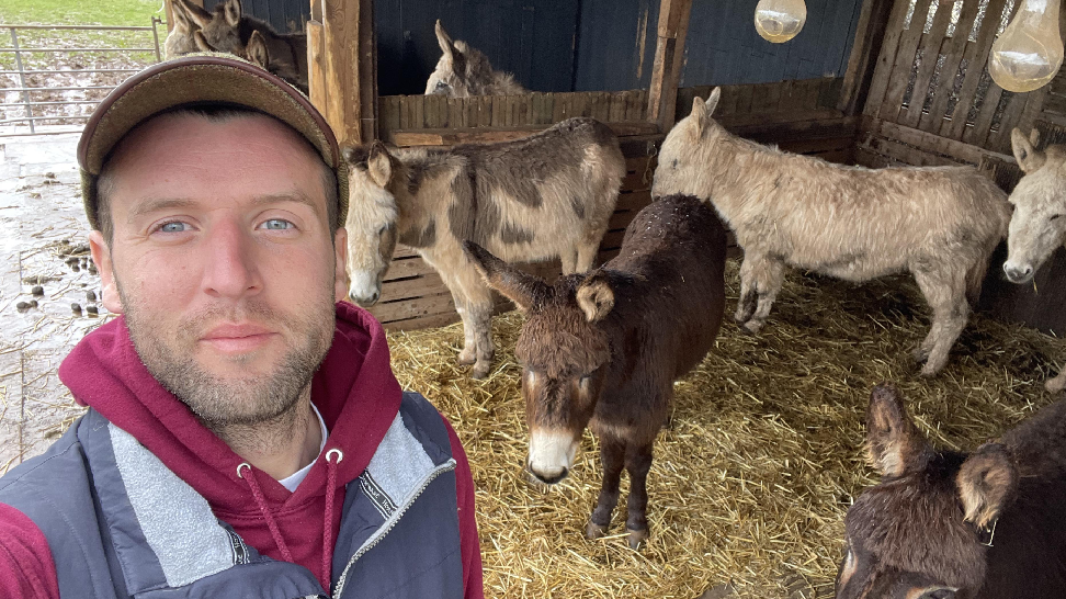 Luke with his donkeys 