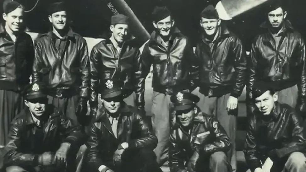 Black and white photo of servicemen killed in a crash in 1944