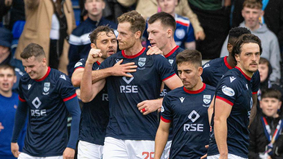 DINGWALL, SCOTLAND - SEPTEMBER 14: Ross County's Jordan White celebrates scoring to make it 2-0 during a William Hill Premiership match between Ross County and Dundee at the Global Energy Stadium, on September 14, 2024, in Dingwall, Scotland. (Photo by Paul Devlin / SNS Group)