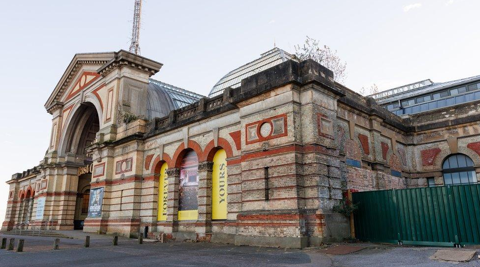 An external view of the front of Alexandra Palace.