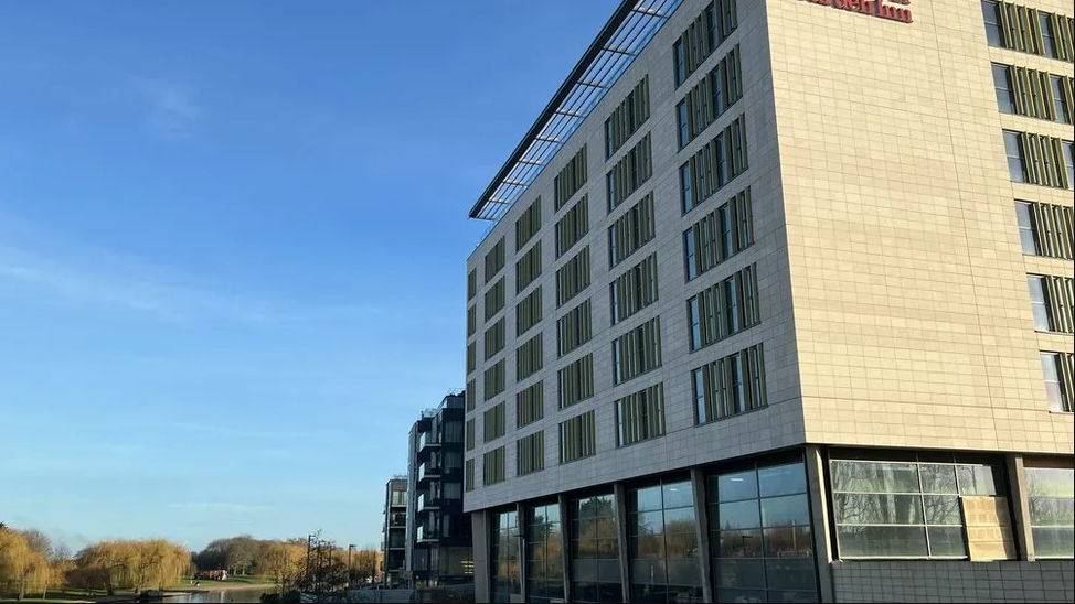 Hilton hotel building on Fletton Quays in Peterborough