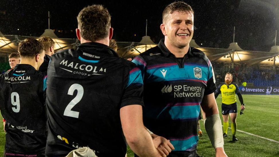 Glasgow Warriors' Scott Cummings celebrates