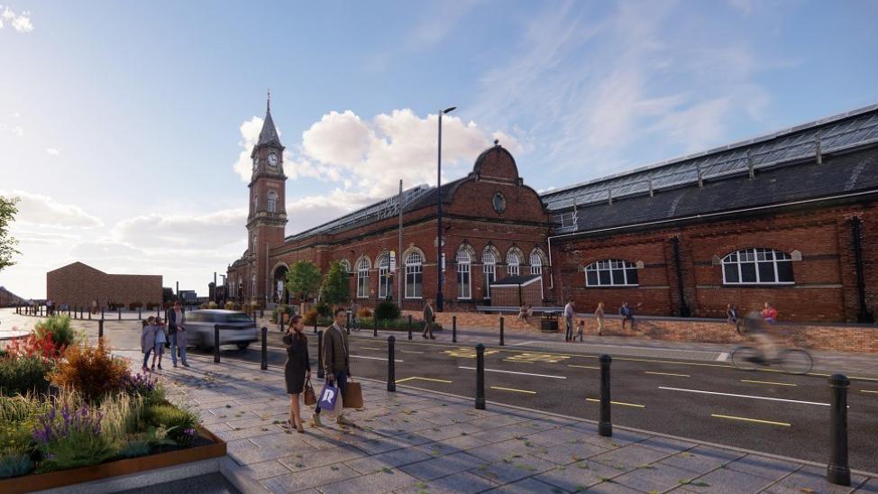 Artist's impression of front of Darlington Station