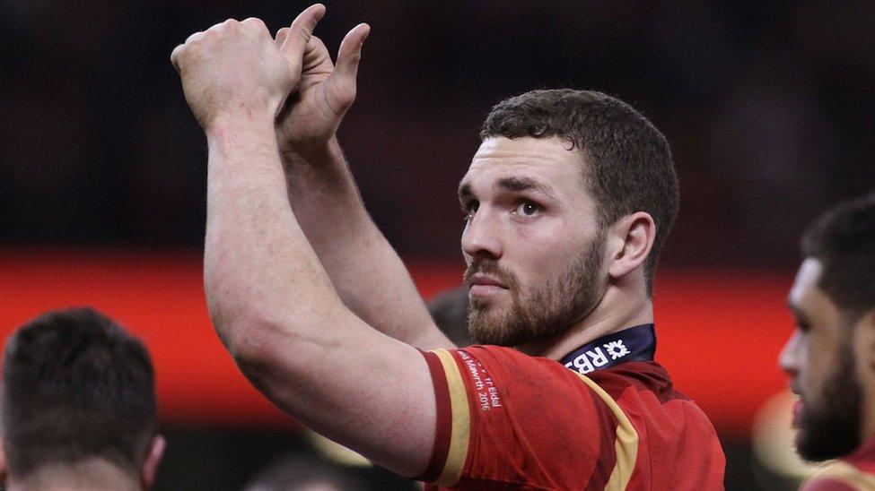 George North gives the Wales fans the thumbs up