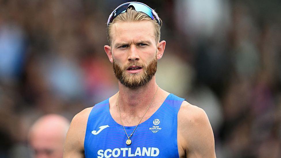 Josh Kerr of Scotland at the start line