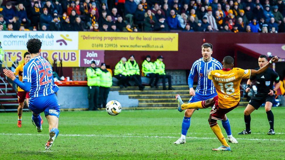 Tawanda Maswanhise volleys home Tom Sparrow's cross