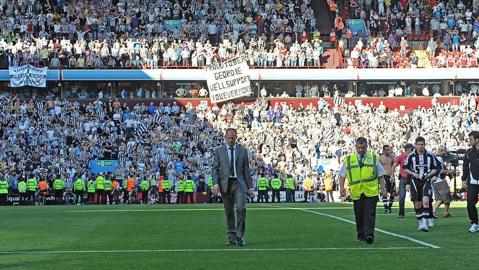 Alan Shearer walks off at Villa Park