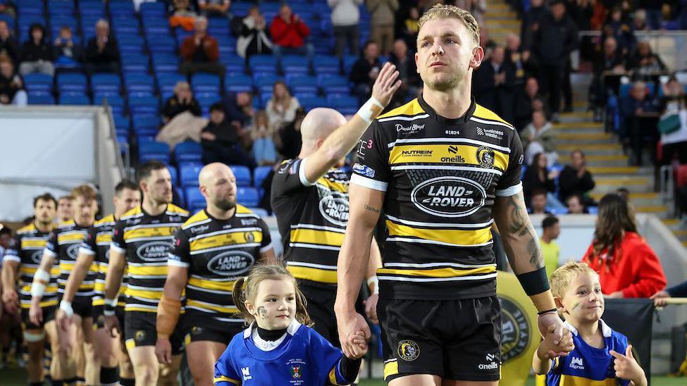 York Knights captain Liam Harris leading his side out last season
