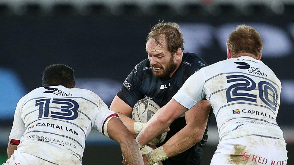 Alun Wyn Jones in action for Ospreys against Blues