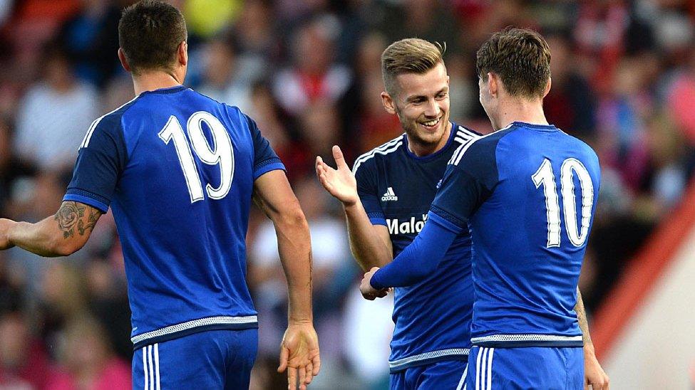 Joe Ralls celebrates his goal for Cardiff City