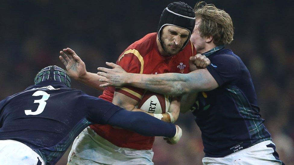 Luke Charteris in action for Wales against Scotland