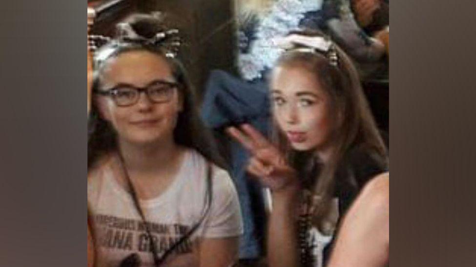 An old photograph of Abbey and Kallie much younger.