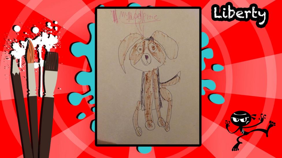 A drawing of CBBC User Liberty's pet dog.
