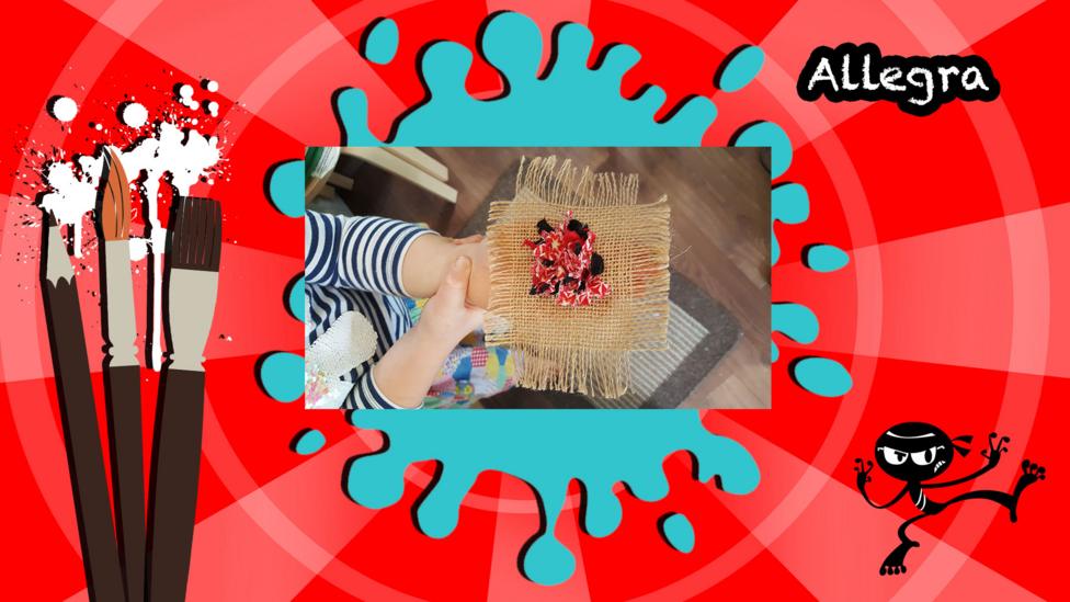 A ladybird made out of wool and rags.