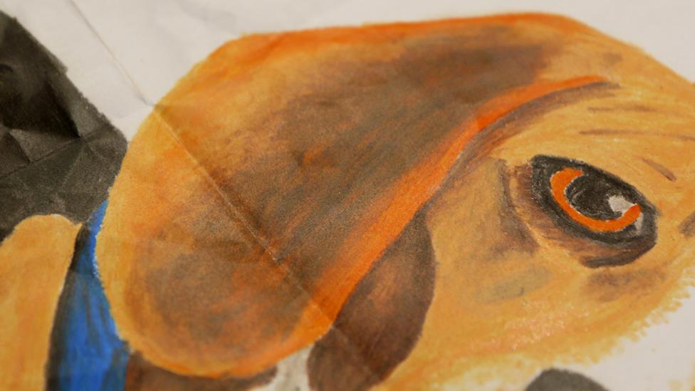 A close-up of Henry's left ear, showing the detailed shading.