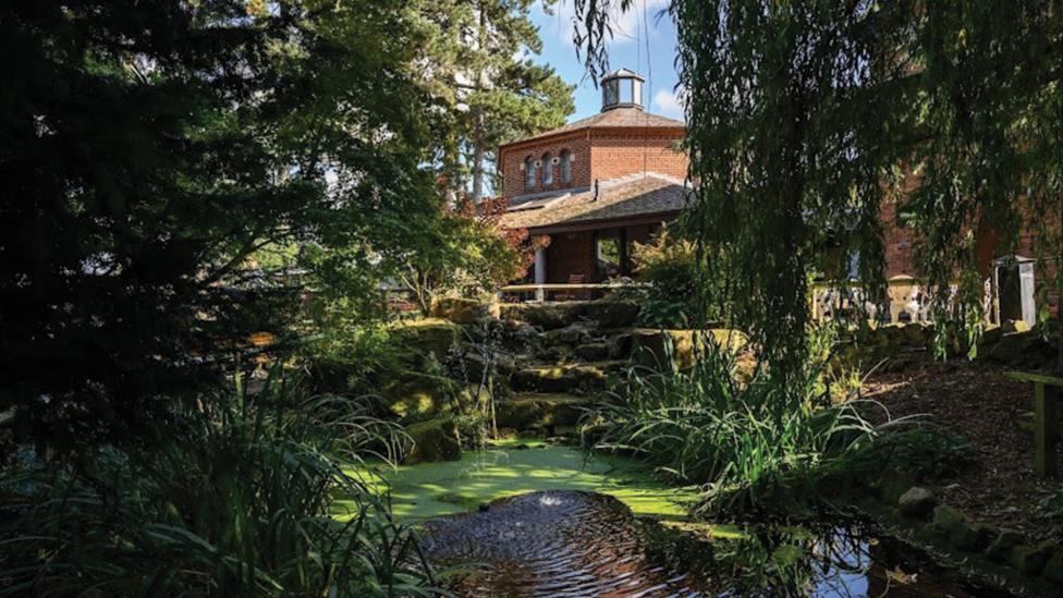 building_set_behind_lake_and_trees.