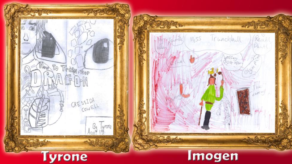 CBBC Book Club Book Cover Drawings UGC- How to Train Your Dragon and Matilda