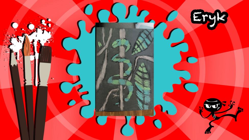 A picture of a rainforest featuring a snake on a tree made for Art Ninja.