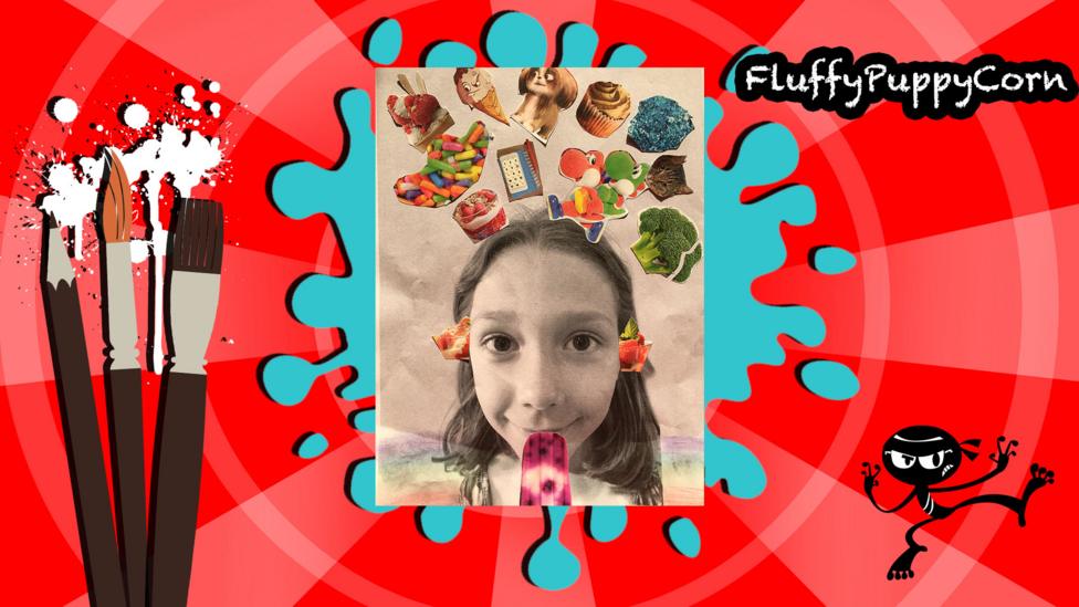 An artistic creation featuring multiple stickers made for Art Ninja.