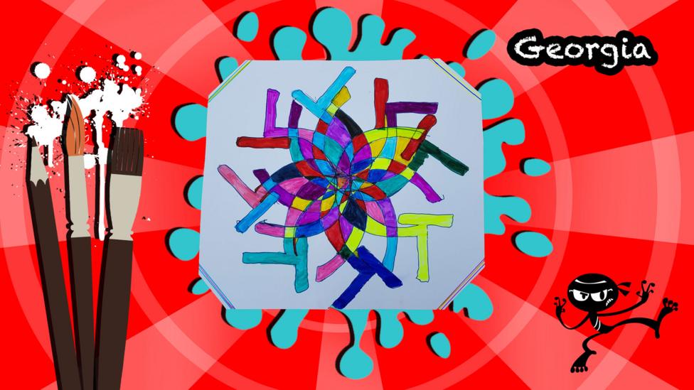 A colourful and abstract picture made only using the letter G.
