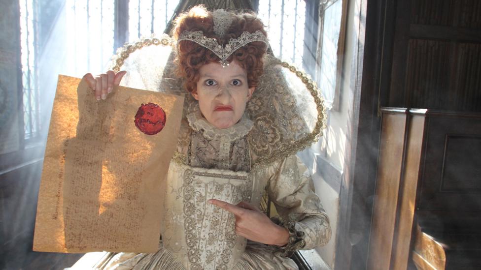 Image of Horrible Histories actor dressed as Mary Queen of Scots