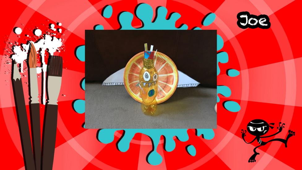 A picture of a bottle monster made for Art Ninja.